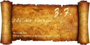Zádor Farkas névjegykártya